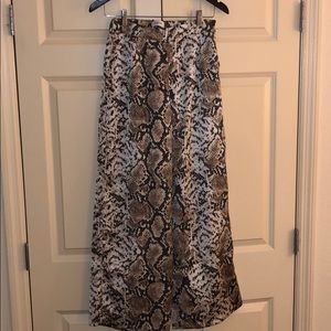 Silky cropped reptile patterned wide legged pants